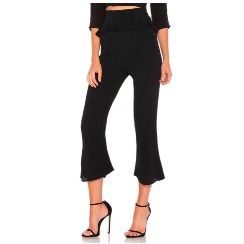 For Love & Lemons Cropped Poppy Pants Ruffle Trim